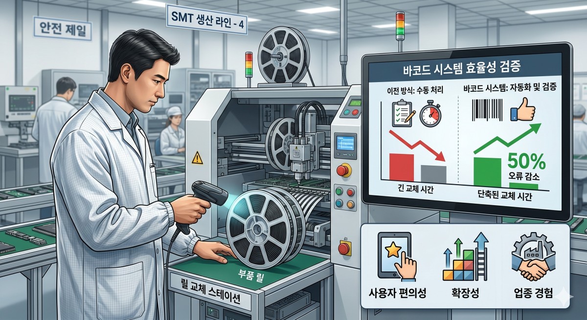 smt-reel-barcode-system-efficiency-mes-korea